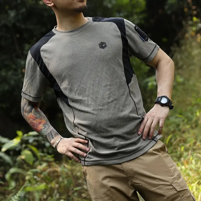 Levez songear-T-shirt de sport à manches courtes, étiquette bleue, avec aileron de requin, séchage r