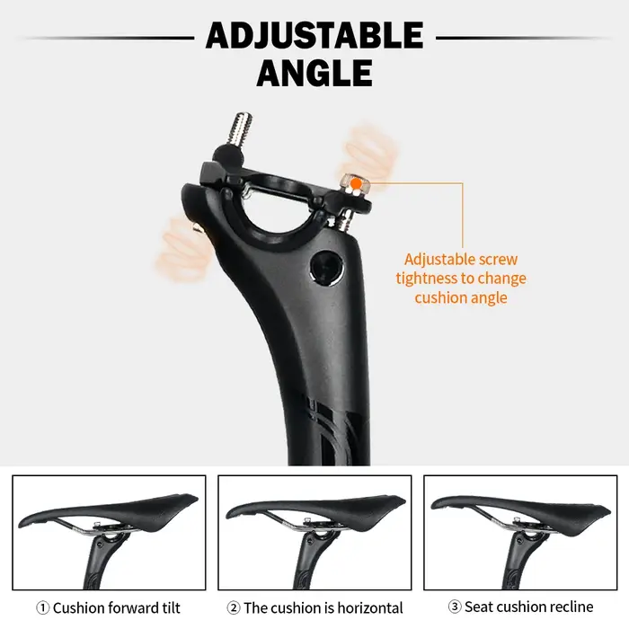 TOSEEK tige de selle en carbone 27.2 31.6mm longueur 400mm noir mat vtt tige de selle de vélo de rou