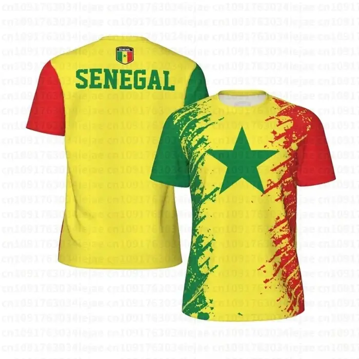 T-shirt de sport respirant à séchage rapide pour homme, imprimé 3D drapeau du Sénégal, maillot de fo