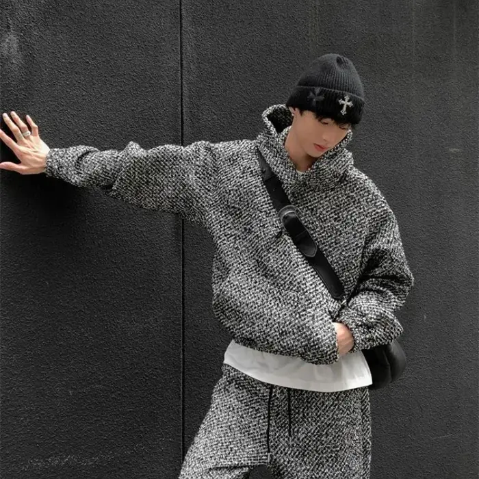 ChimNiche-Sweat à capuche en velours trempé pour hommes