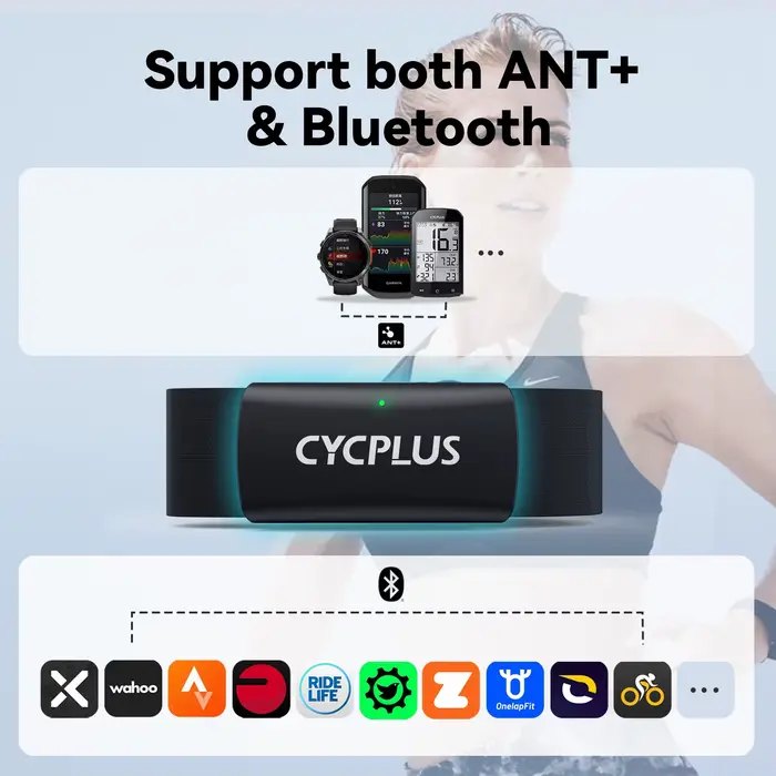 CYCPLUS H2 capteur de fréquence cardiaque sangle pectorale ceinture double Mode ANT BLE ordinateur de cyclisme
