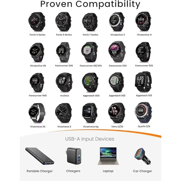 Chargeurs de remplacement adaptés à Garmin Approach S70 S60 S42 S40 S12 S10 G12