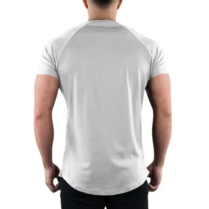 Hommes été Fitness plaine Gym T-shirt vêtements col rond à manches courtes