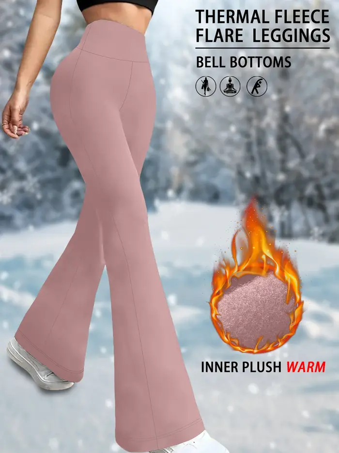 Leggings évasés en polaire taille haute pour femme – Pantalon bootcut super doux avec contrôle du ventre