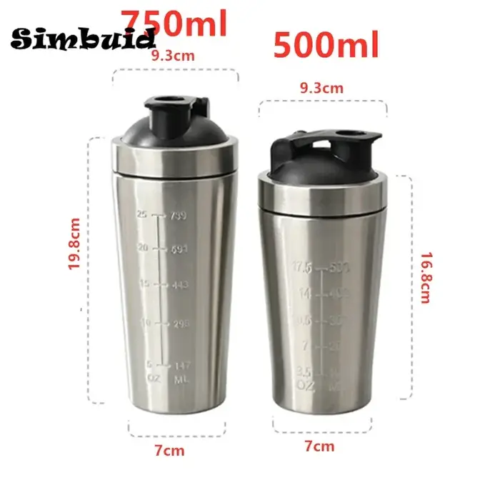 Bouteille Shaker de poudre de protéines en acier inoxydable