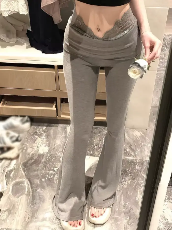 Dentelle Sport jambe large taille haute pantalon femmes serré Yoga