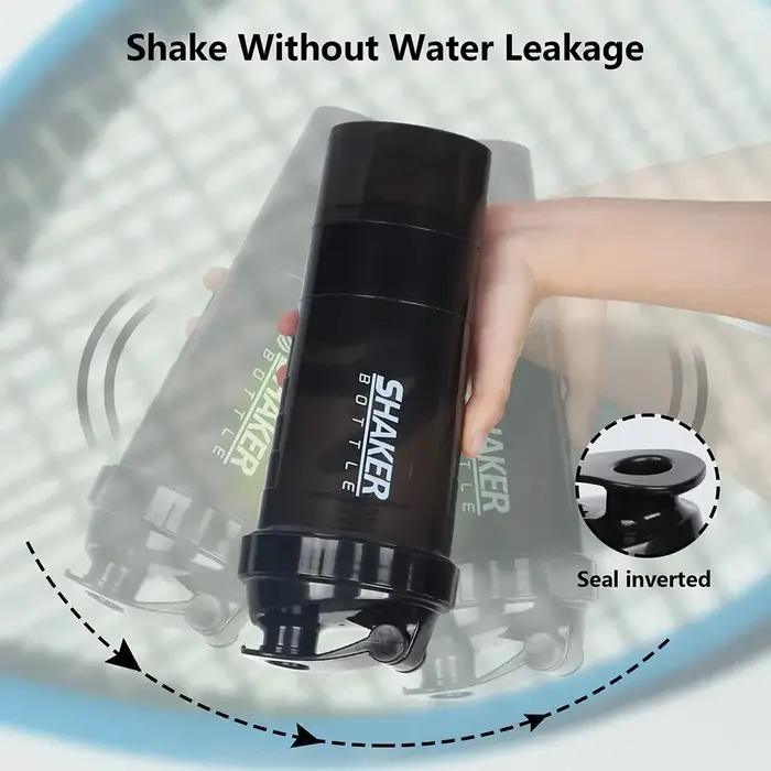 3 couches Shaker bouteille de protéines poudre Shake Cup