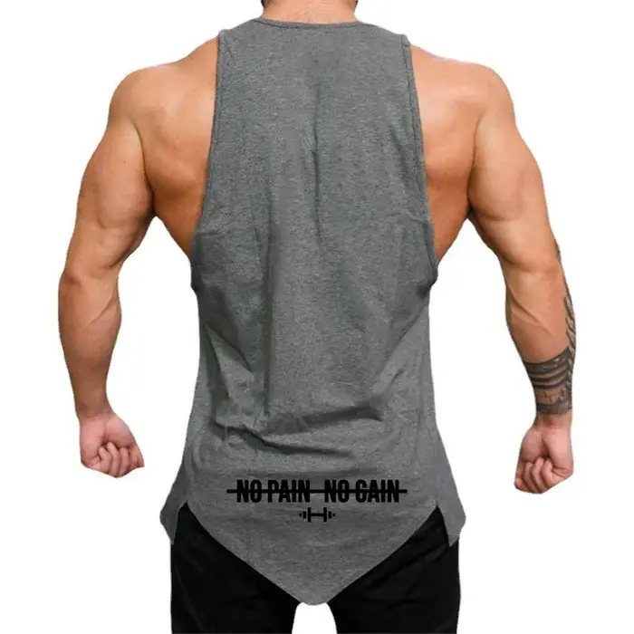 Débardeur musculaire d'été pour hommes, chemises sans manches à ourlet irrégulier, vêtements de spor