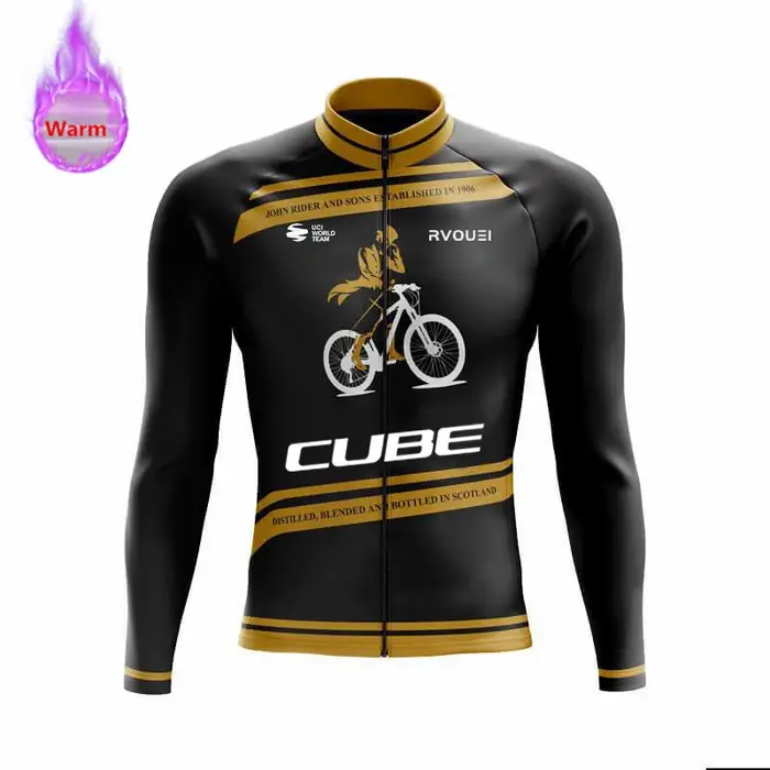 Hiver thermique polaire cyclisme maillot sport vélo Rvouei Cube Pro équipe montagne