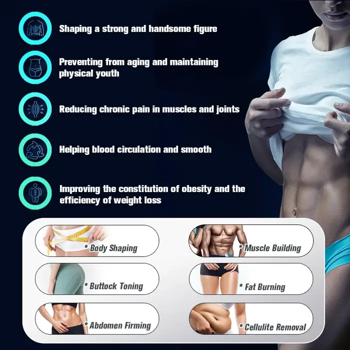 Stimulateur musculaire EMS, appareil de tonification musculaire MYOslim, sculpteur corporel, réducteur de cellulite, rehausseur de fesses pour entraînement à domicile