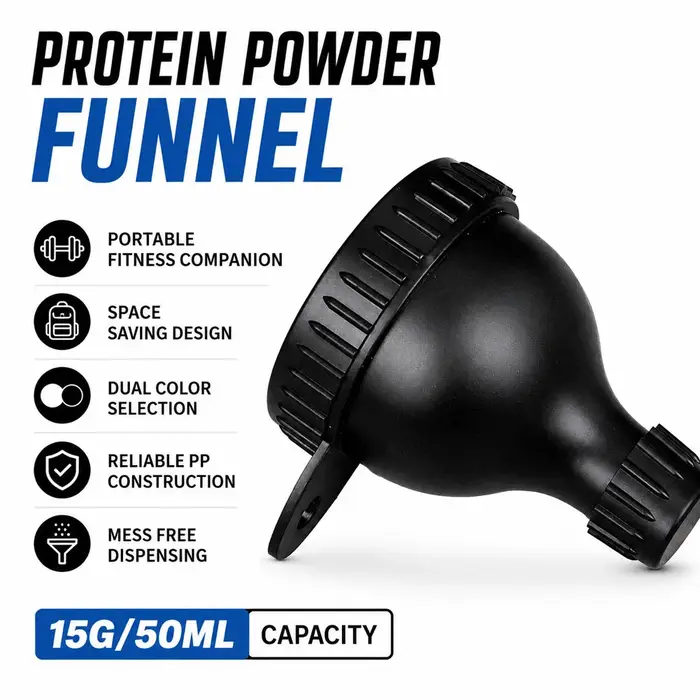 Mini flacon entonnoir pour protéines en poudre 15g/50ml