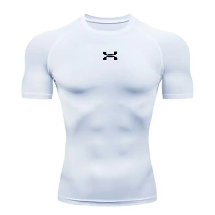 Vêtements de fitness, sweat-shirt de compression d'été à manches courtes pour hommes