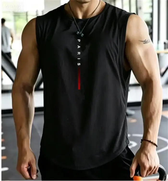 Débardeurs de sport PARIS pour hommes – Maillots de corps amples d'été pour la musculation