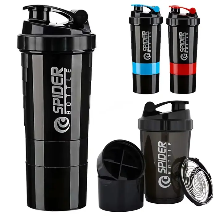 Bouteille de protéines Shaker à 3 couches