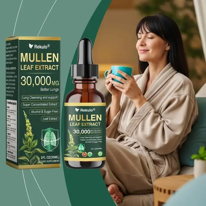 Extrait de feuille de molène 30000 mg – Gouttes Nettoyantes Pulmonaires – Absorption Rapide Naturelle – Soin Respiratoire Quotidien – Complément Oral pour la Santé