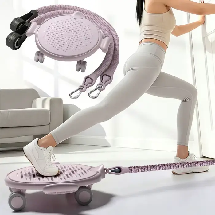 Plateau de glisse Pilates à conception silencieuse avec bande de résistance, grande capacité de charge, disque de glisse abdominal antidérapant, roue universelle