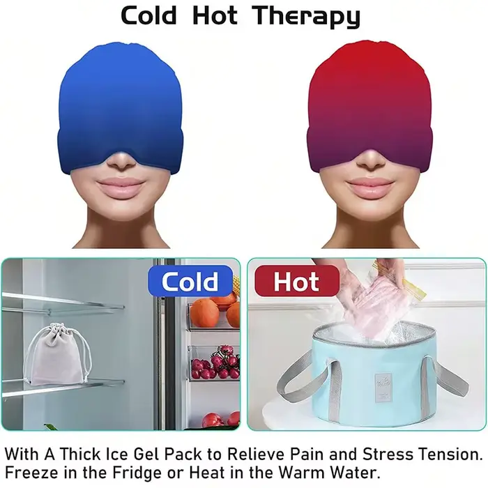 Gel glace maux de tête soulagement de la Migraine chapeau compresse froide thérapie casquette