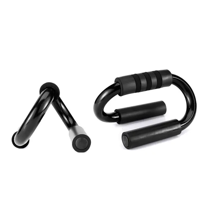 1 paire de barres de musculation de type S avec poignées en mousse antidérapantes, supports en acier