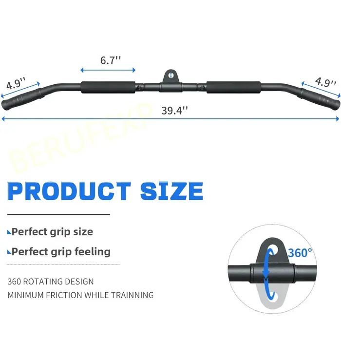 Barre de traction latérale 39,4'' Accessoires de traction latérale Barre de triceps avec pivot à 360° pour système de poulie Accessoires de machine à câble de salle de sport