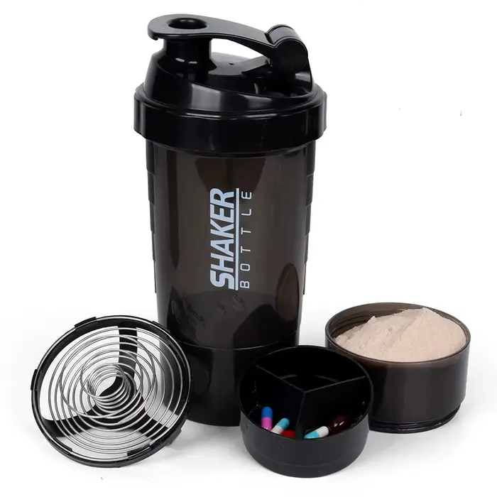 3 couches Shaker bouteille de protéines poudre Shake Cup
