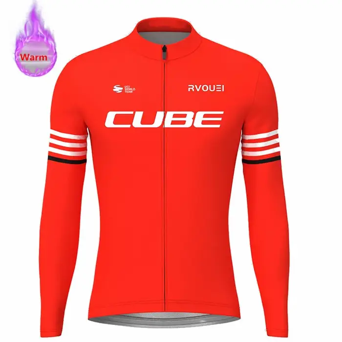 Hiver thermique polaire cyclisme maillot sport vélo Rvouei Cube Pro équipe montagne