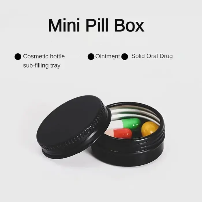 Mini boîte à médicaments Portable noire