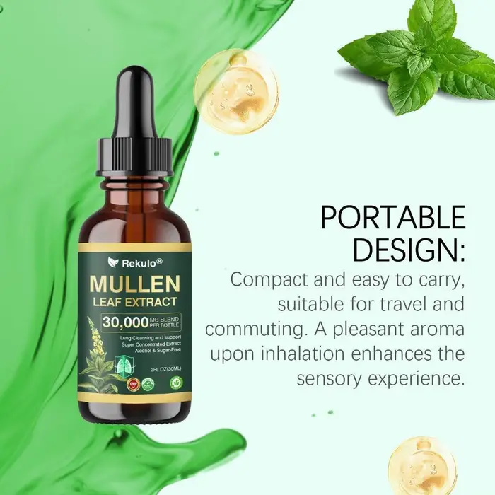 Extrait de feuille de molène 30000 mg – Gouttes Nettoyantes Pulmonaires – Absorption Rapide Naturelle – Soin Respiratoire Quotidien – Complément Oral pour la Santé