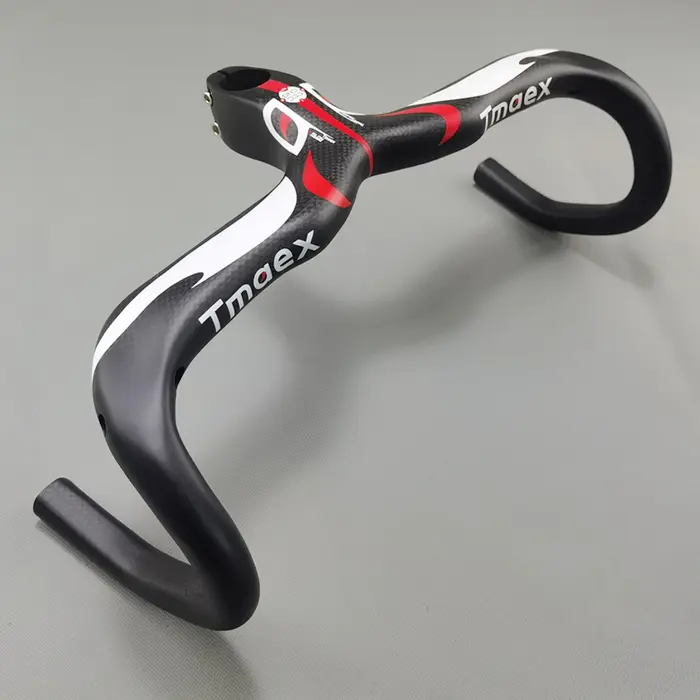 Guidon de vélo en carbone guidon intégré barres de poignée de vélo de route 3k mat ultraléger en Fib