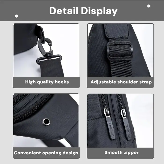 Sac de poitrine de sport pour hommes, sac à bandoulière réglable, adapté aux sports de plein air, sacs à bandoulière pour les déplacements, sacs d'affaires