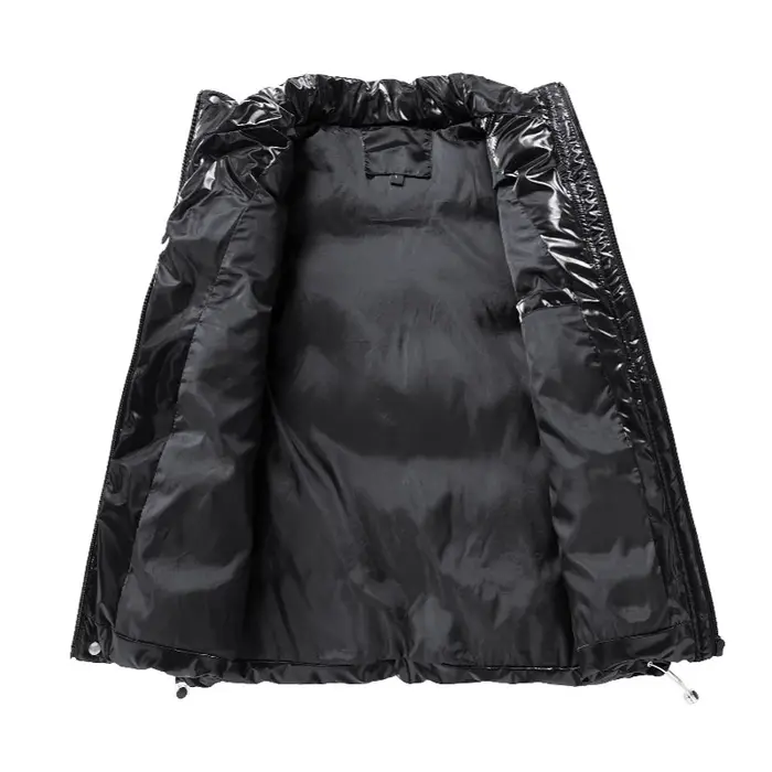 Hiver hommes chaud vers le bas gilets homme brillant col montant coupe-vent rembourré
