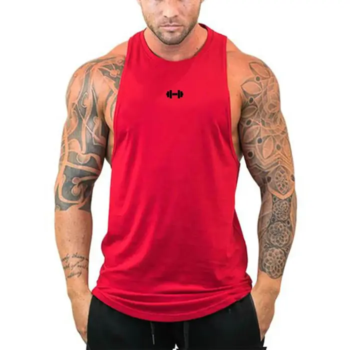 Gym Bodybuilding Fitness Muscle Vêtements D'été Coton Respirant Lâche Débardeurs Hommes Sport Décontracté Sans Manches Entraînement T-Shirts