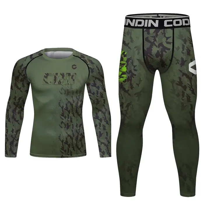 Vêtements de boxe ensemble ajusté MMA Rashguards Kits hommes Bjj combat couche de Base Leggings T-shirt Bjj Blouses