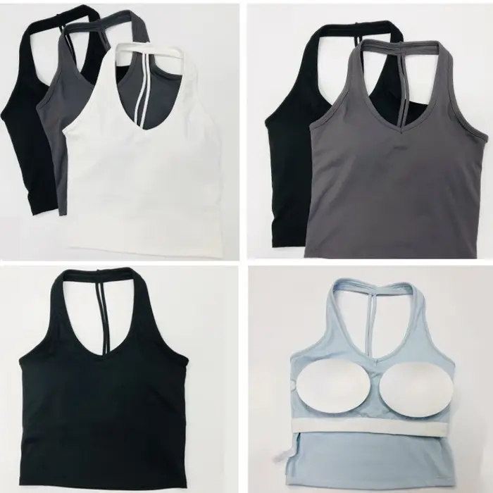 Débardeur de sport sexy pour femme avec soutien-gorge intégré et coussinets