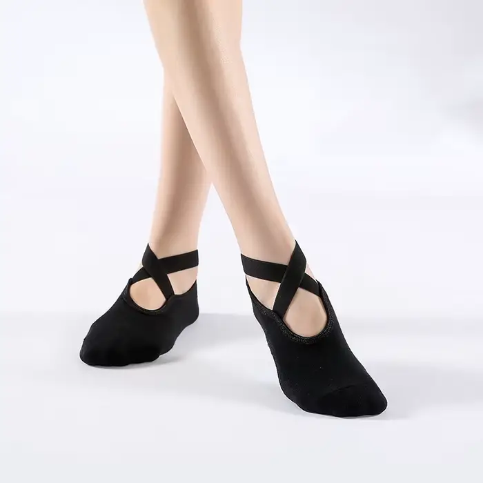 Chaussettes de Yoga antidérapantes avec pansement en coton, dos nu, Pilates, pour femmes, Fitness, B