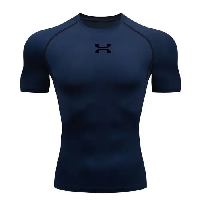 Vêtements de fitness, sweat-shirt de compression d'été à manches courtes pour hommes