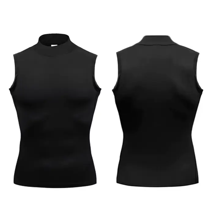 Débardeurs de compression pour hommes, col roulé, élastiques, pour la course, la gym et le fitness