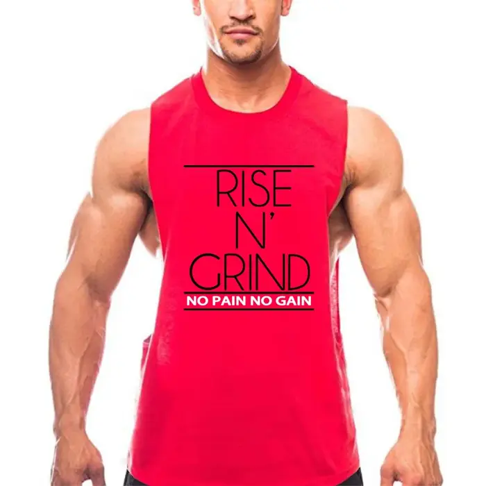 Gym musculation vêtements de course été coton respirant Singlets hommes formation sans manches débardeurs grandes fentes latérales chemises