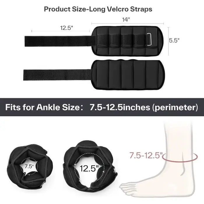 Poids de cheville réglables 1 paire 2 4 6 8 10 lb sangles de poids de jambe pour femmes hommes, ense