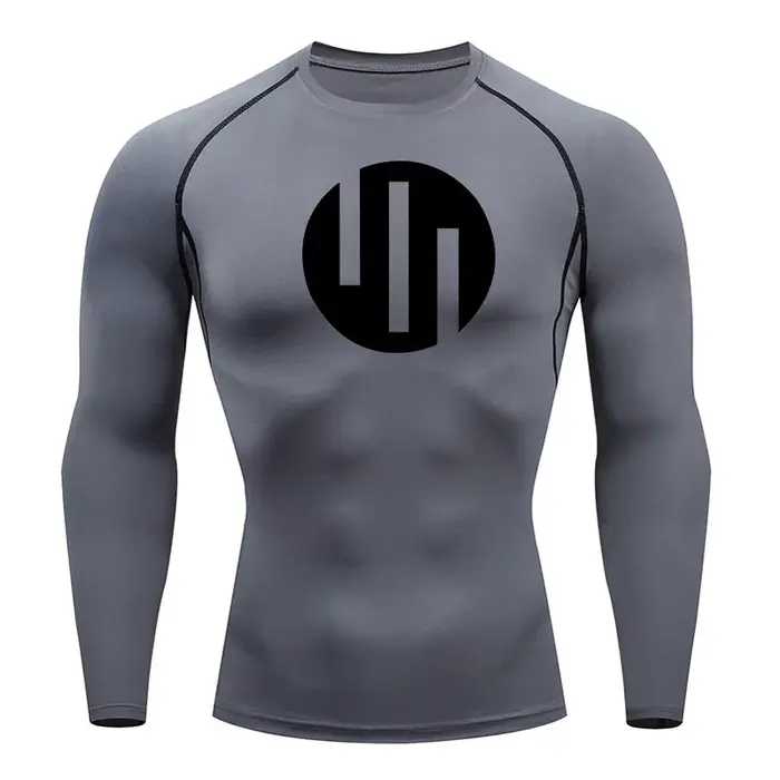 T-shirt de compression à manches longues pour homme – Idéal pour l'entraînement, la gym, la course –
