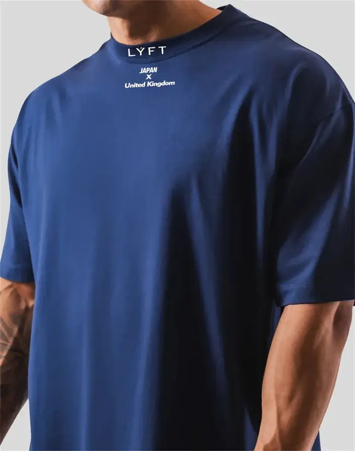 LYFT 100% coton hommes T-Shirt de gymnastique coupe ample à manches courtes Sport Fitness course entraînement chemise d'entraînement en tailles M à XXXL