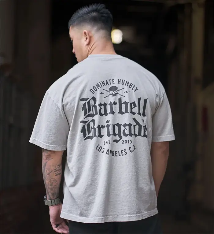 Barbell Brigade T-shirt de gymnastique en coton pour hommes