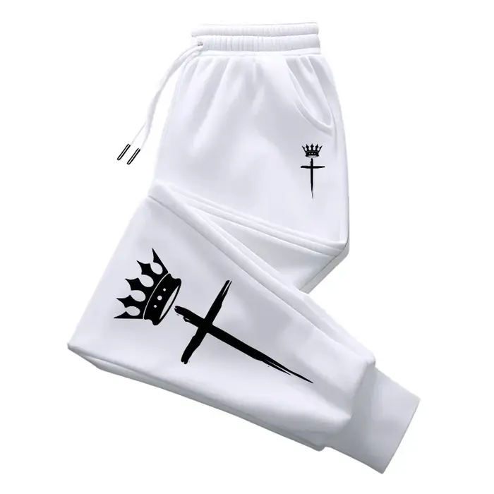 Pantalons de sport pour hommes décontracté offres spéciales pantalons de survêtement 2025 en plein air Jogging mode croix couronne imprimer quotidien polyvalent vêtements pour hommes