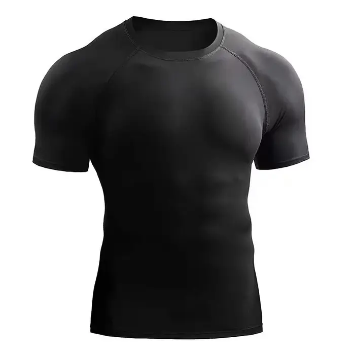 Vêtements de fitness pour hommes, sports de plein air, t-shirt à manches courtes à séchage rapide, e