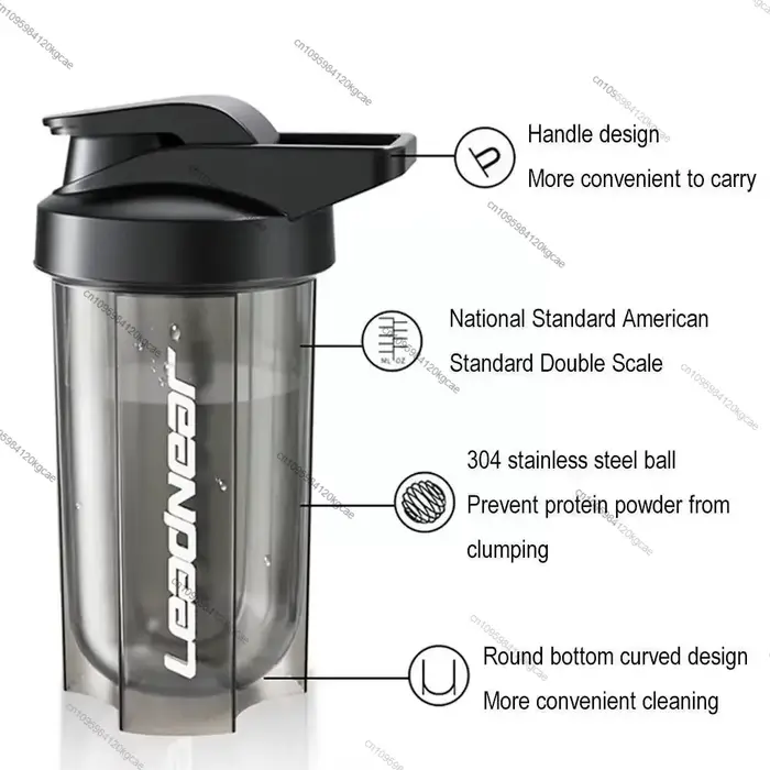 Tasse de mélange de poudre de protéine de secousse extérieure Portable + boule en spirale bouteille de boisson de