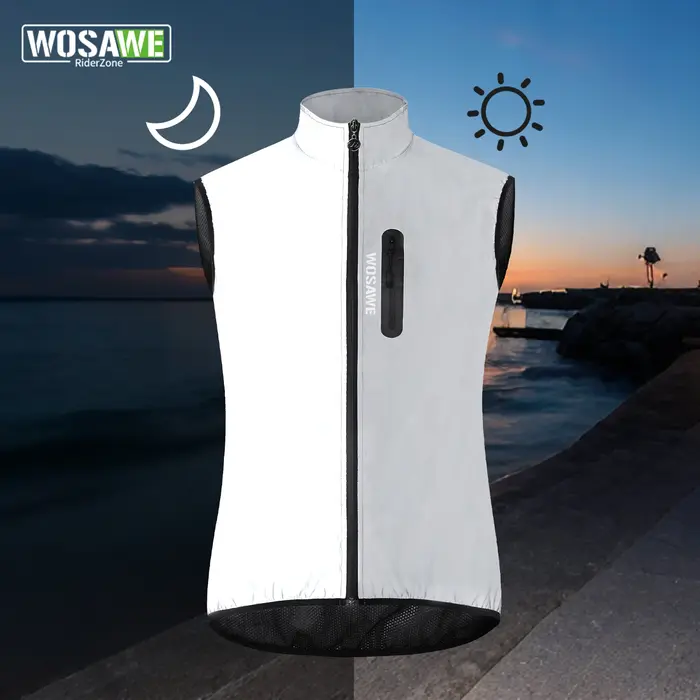 WOSAWE hommes cyclisme gilet coupe-vent imperméable veste sans manches printemps automne coupe-vent 