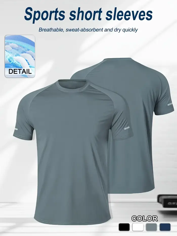 Vêtements de Fitness, T-shirt de sport à manches courtes en soie glacée pour hommes