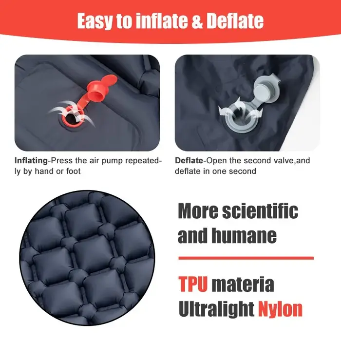 Camping en plein air Gonflable Matelas Couchage Pad Avec Oreillers Ultra Léger Air Mat Intégré Gonfl