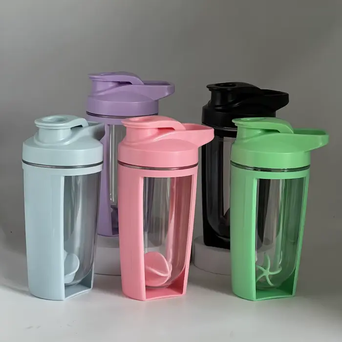 Tasse à secouer 500ML en plastique Double couche graduée Durable étanche mélange de secousse de protéines pour bouteille d'eau de sport de Fitness