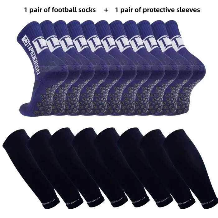 1 paire de chaussettes de football + 1 paire de manchons de protection chaussettes de football pour 