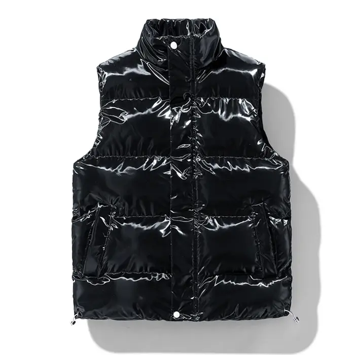 Hiver hommes chaud vers le bas gilets homme brillant col montant coupe-vent rembourré